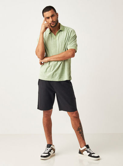 Textured Polo T-shirt with Short Sleeves