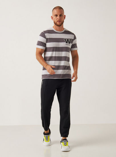 Striped Pique T-shirt with Badge Detail
