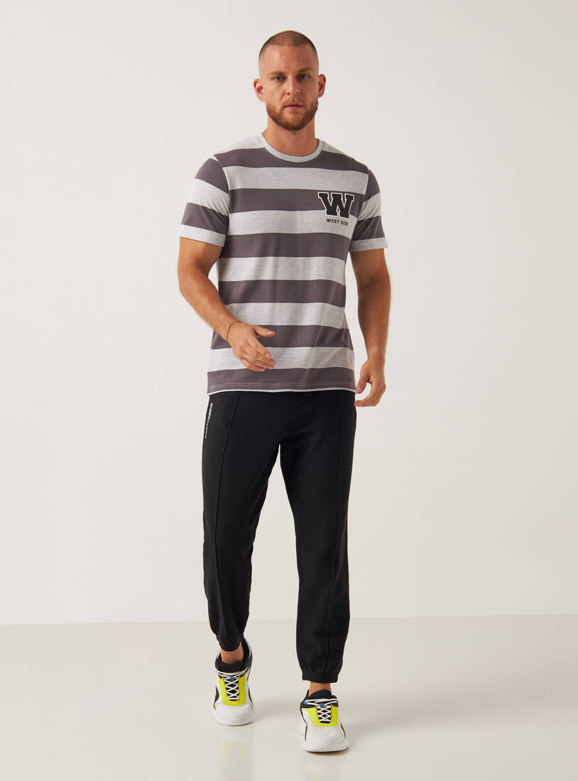 Striped Pique T-shirt with Badge Detail-T-shirts-image-1