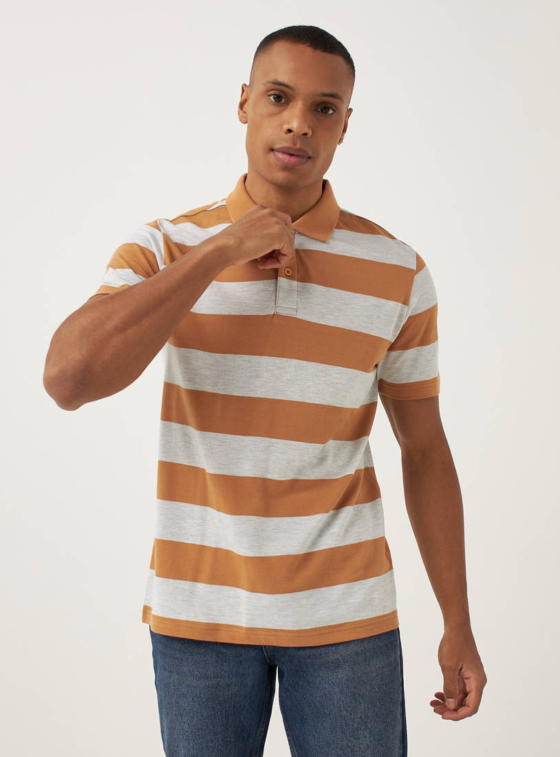 Striped Pique Polo T-shirt-Polos-image-0