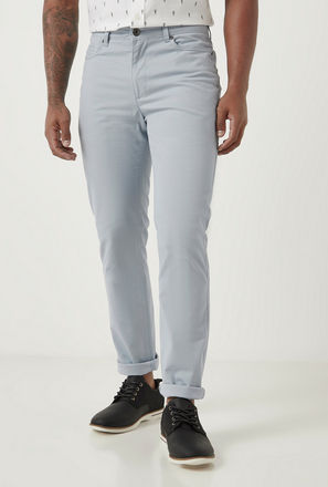 Skinny Fit Solid Jeans with Pocket Detail and Belt Loops