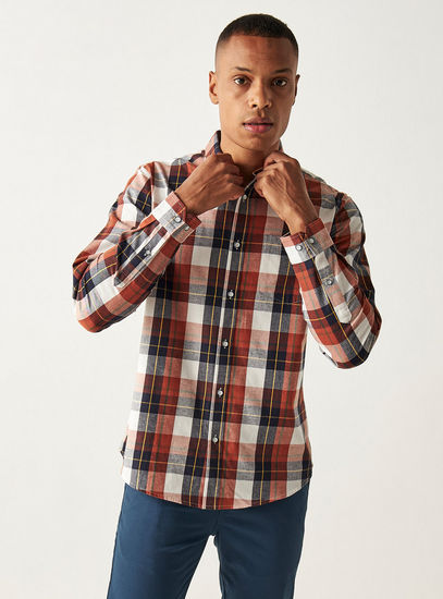 Checked Flannel Shirt with Long Sleeves and Pocket-Shirts-image-0