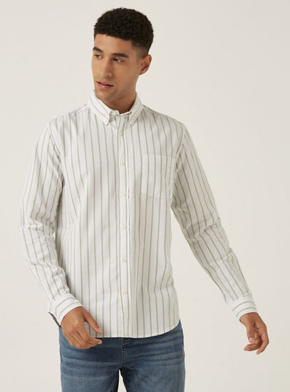 Striped Drail Oxford Shirt-Shirts-image-0