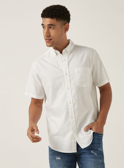 Plain Drail Button Down Shirt-Shirts-image-0