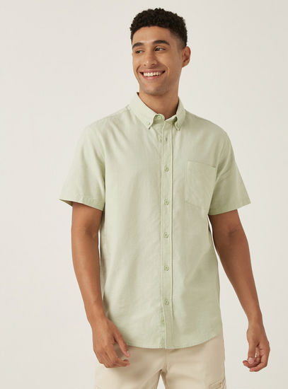 Plain Drail Button Down Shirt-Shirts-image-0
