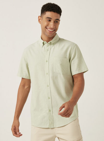 Plain Drail Button Down Shirt-Shirts-image-1
