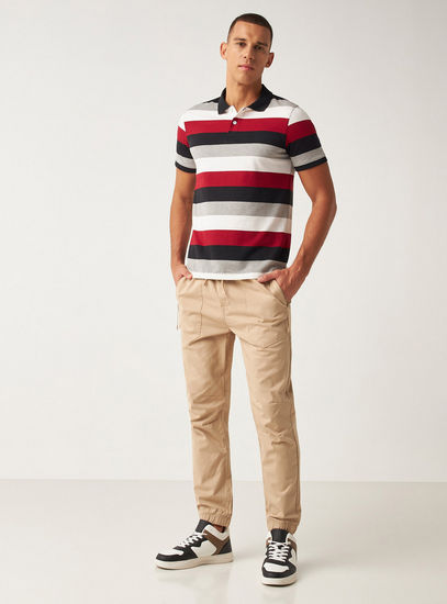 Striped Polo T-shirt with Short Sleeves and Button Closure-Polos-image-1