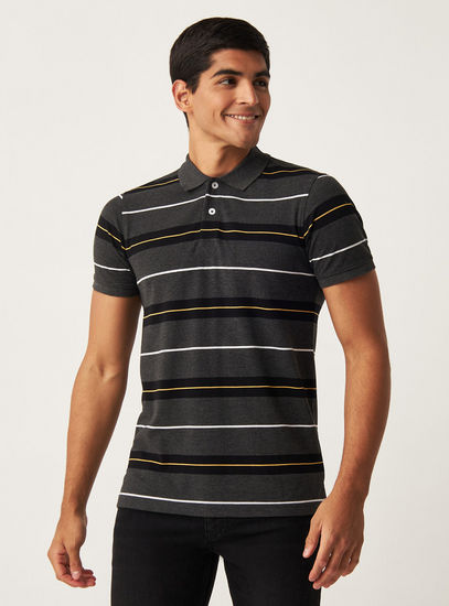 Striped Pique Polo T-shirt-Polos-image-0