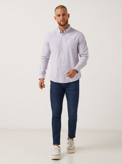 Checked Shirt with Spread Collar and Chest Pocket