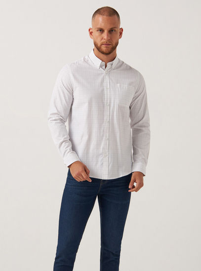 Checked Shirt with Spread Collar and Chest Pocket-Shirts-image-0