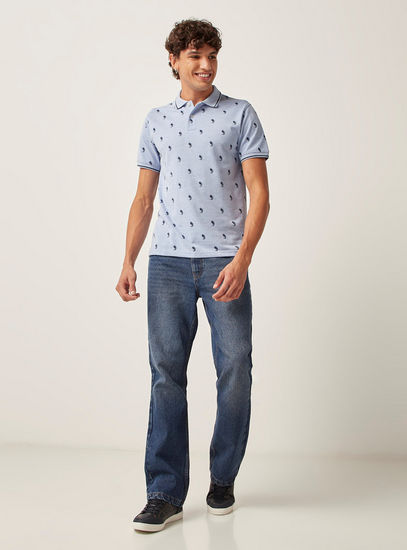 All Over Print Polo T-shirt with Short Sleeves-Polos-image-1
