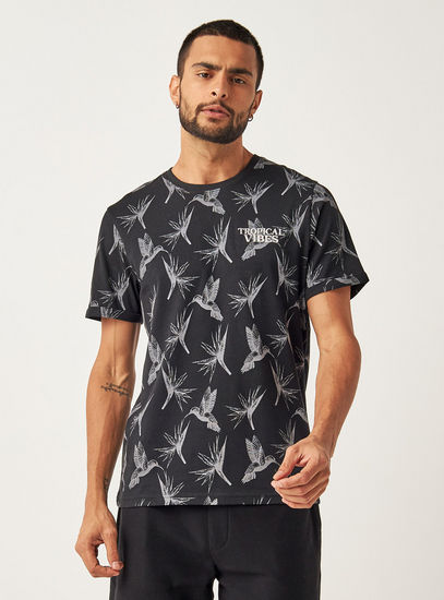 All Over Print T-shirt with Crew Neck and Short Sleeves