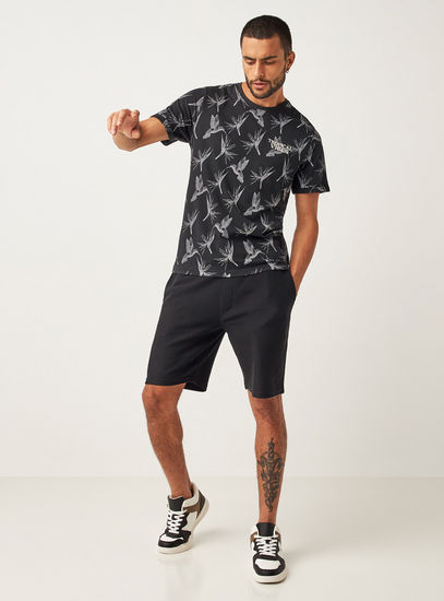 All Over Print T-shirt with Crew Neck and Short Sleeves
