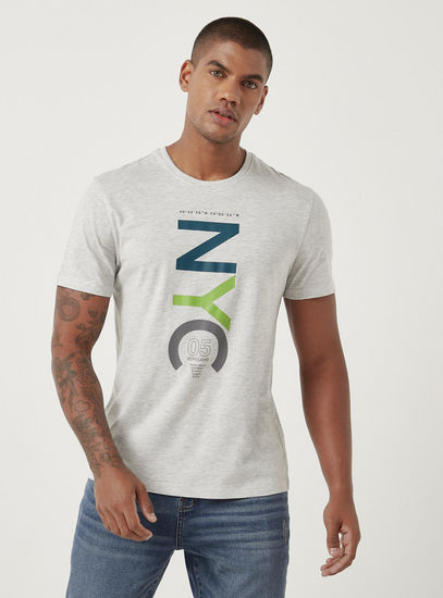 Graphic Print Crew Neck T-shirt with Short Sleeves-T-shirts-image-0