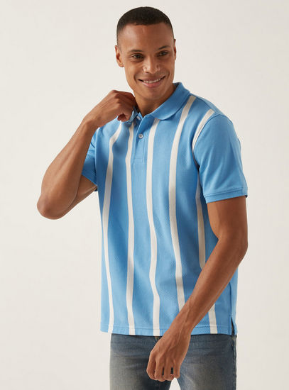 Textured Vertical Stripe Polo T-shirt-Polos-image-0