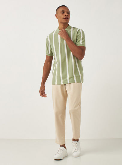 Textured Vertical Stripe Polo T-shirt-Polos-image-1