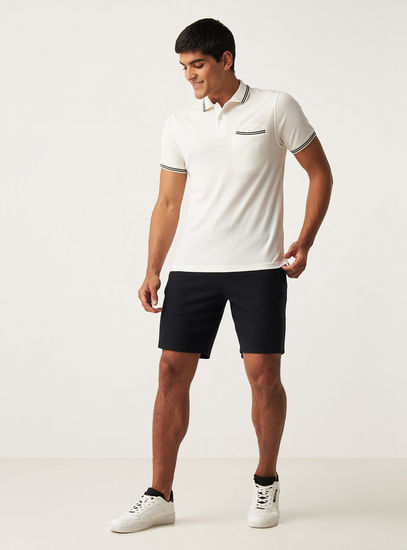 Textured Polo T-shirt with Welt Pocket-Polos-image-1