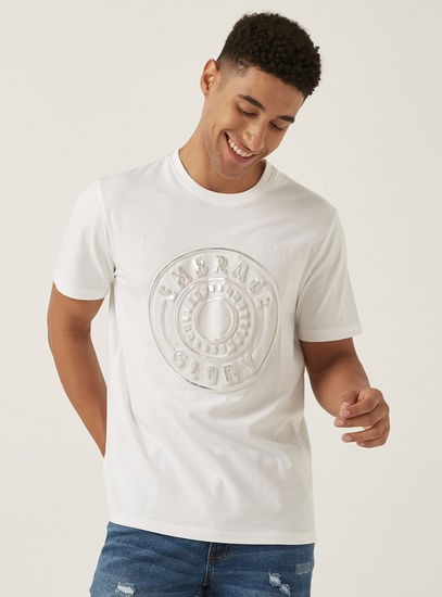 Text Embossed Foil Print T-shirt-T-shirts-image-0