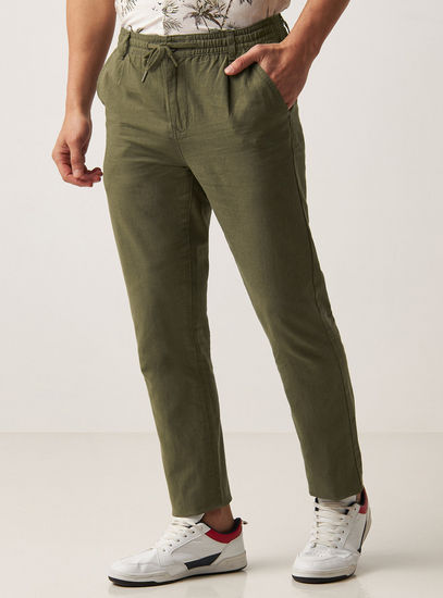 Regular Fit Cotton Linen Pants-Regular-image-0