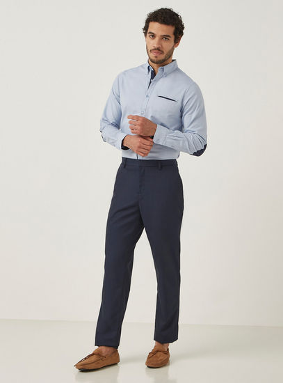 Solid Oxford Shirt with Long Sleeves and Pocket-Shirts-image-1