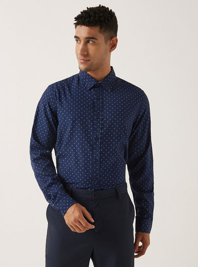 All-Over Print Shirt with Long Sleeves and Button Closure-Shirts-image-0