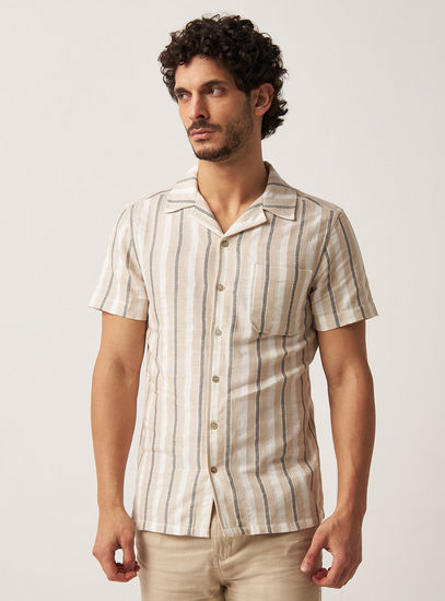 Striped Shirt with Camp Collar-Shirts-image-0