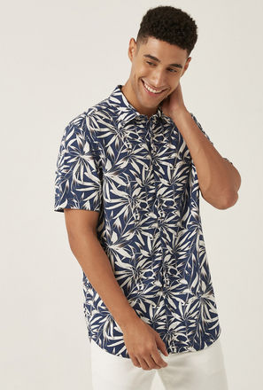 All-Over Tropical Print Viscose Shirt