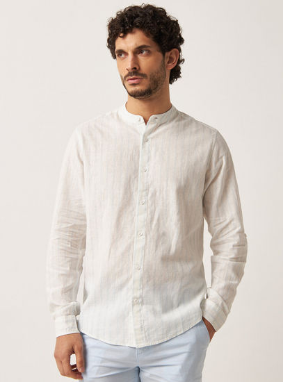 Striped Shirt with Mandarin Collar-Shirts-image-0