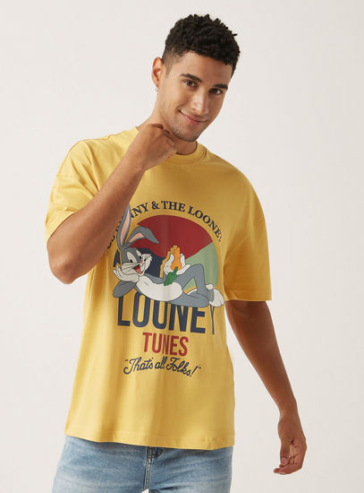 Bugs Bunny Print Oversized T-shirt with Crew Neck