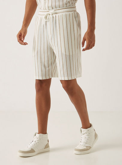 Striped Shorts with Drawstring Closure and Pockets-Regular-image-0