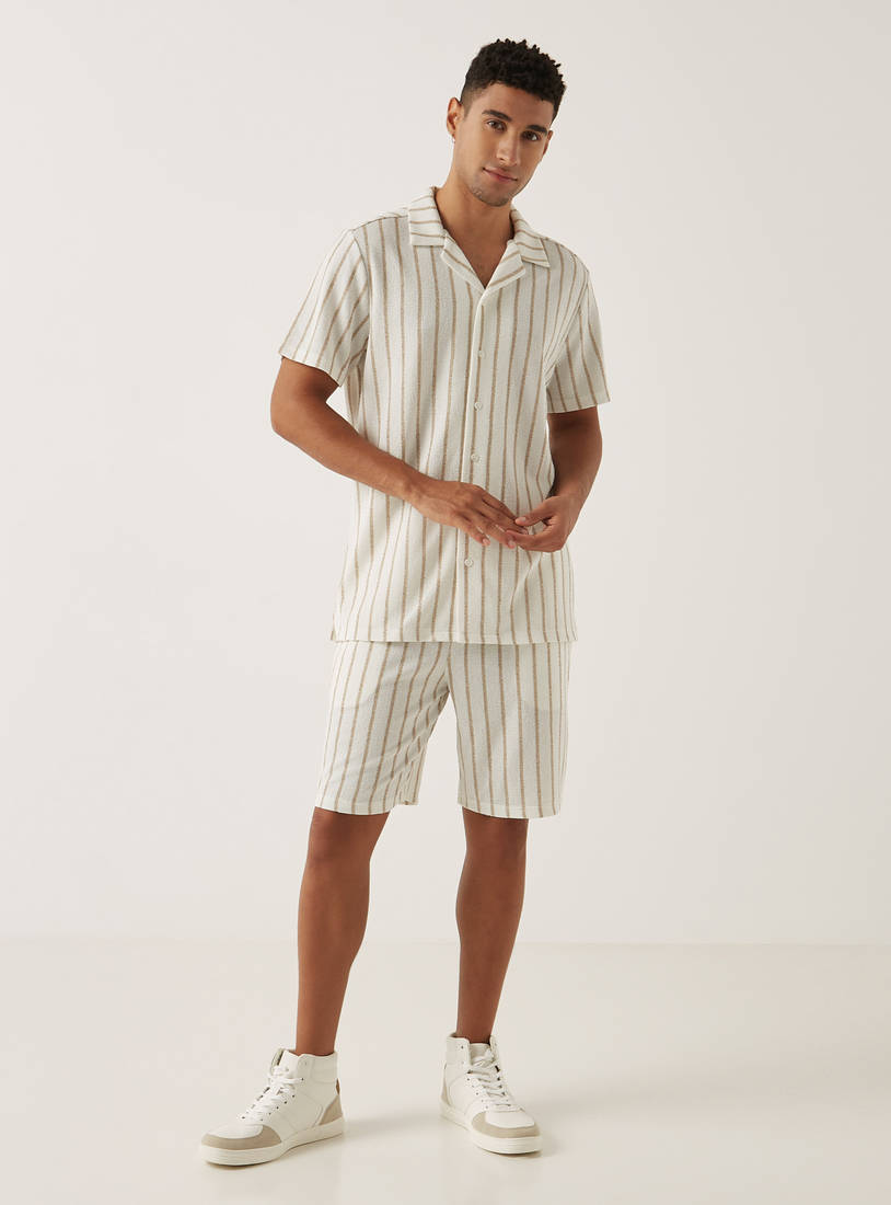 Striped Shorts with Drawstring Closure and Pockets-Regular-image-1