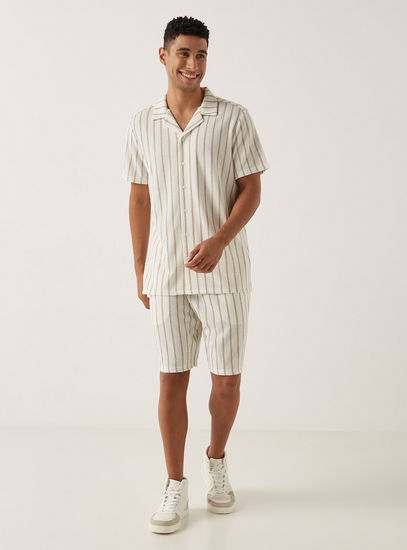 Striped Shirt with Camp Collar and Short Sleeves-Shirts-image-1