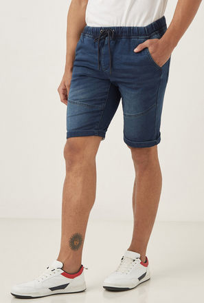 Panelled Denim Shorts-mxmen-clothing-bottoms-jeans-regular-1