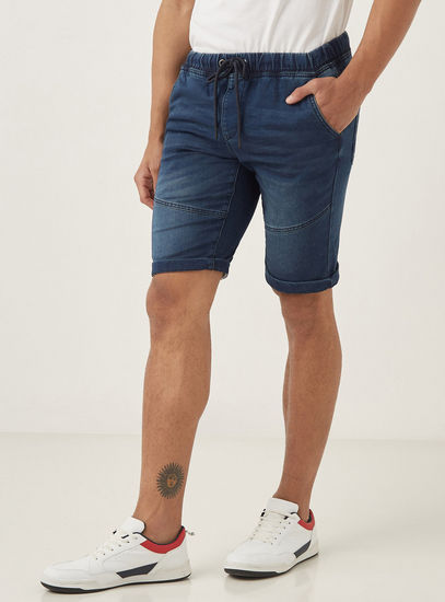 Panelled Denim Shorts-Regular-image-0