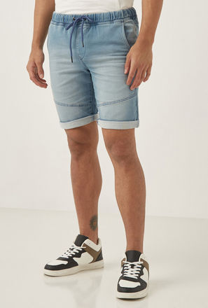 Panelled Denim Shorts-mxmen-clothing-bottoms-jeans-regular-3