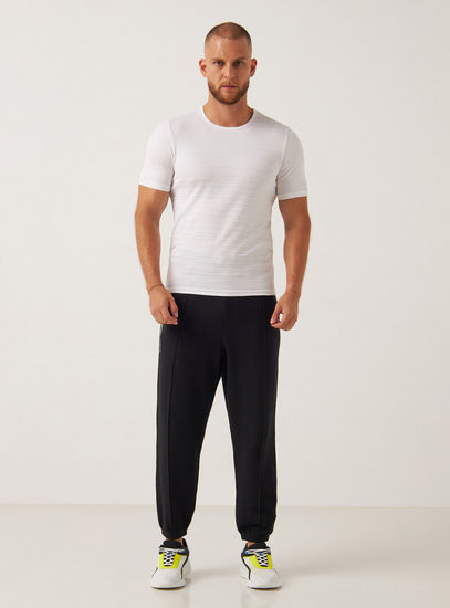 Textured Crew Neck T-shirt with Short Sleeves