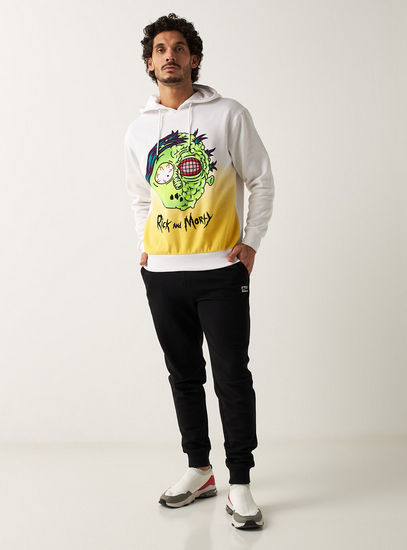 Rick and Morty Print Sweatshirt with Hood and Long Sleeves