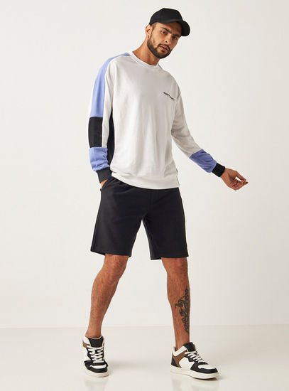 Colourblock Printed Sweatshirt with Long Sleeves and Crew Neck-Hoodies & Sweatshirts-image-1
