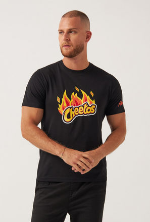 Cheetos Graphic Print T-shirt with Short Sleeves and Crew Neck