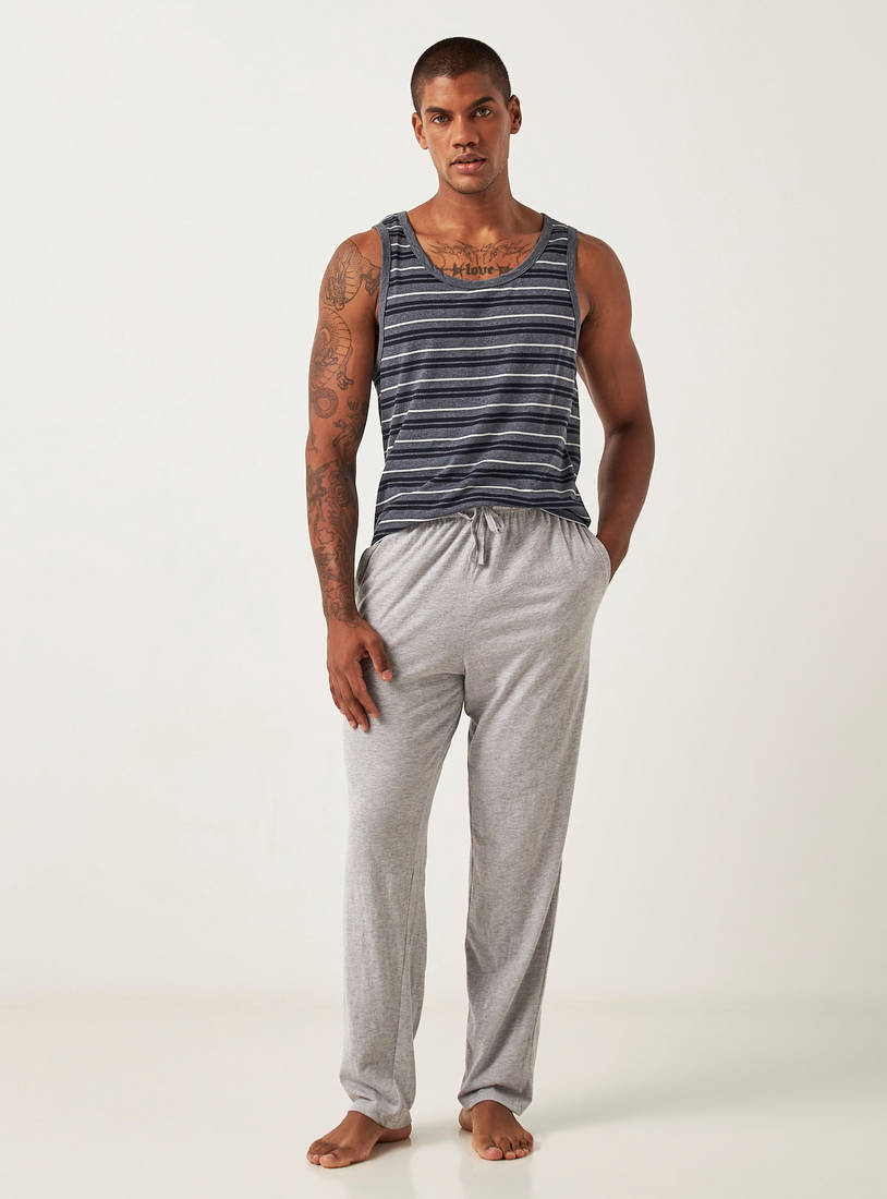 Solid Full Length Pyjama with Drawstring Closure and Pockets-Shorts & Pyjamas-image-1