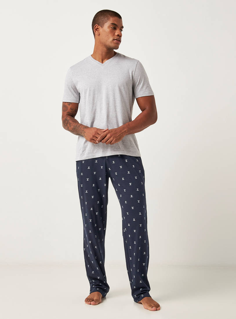 Printed Pyjama with Drawstring Closure and Pockets-Shorts & Pyjamas-image-1