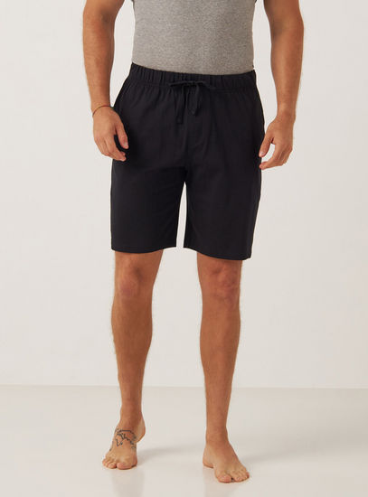 Solid Jersey Shorts with Drawstring Waistband and Pockets