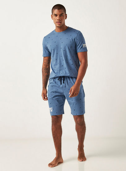 All-Over Print Crew Neck T-shirt and Shorts Set-Sets-image-0