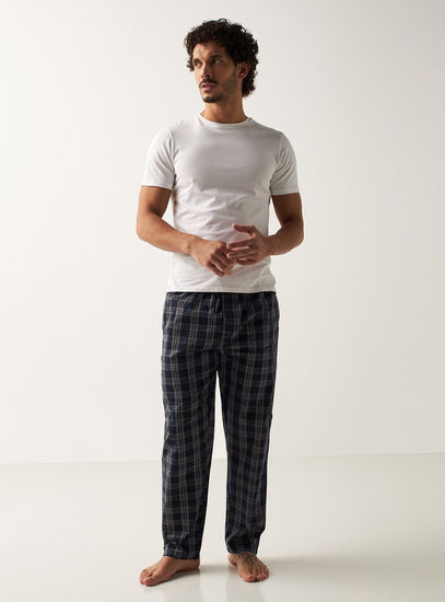 Checked Full Length Pyjama with Drawstring Closure and Pockets-Shorts & Pyjamas-image-1