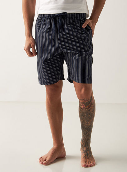 Striped Shorts with Drawstring Closure and Pockets