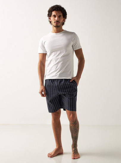 Striped Shorts with Drawstring Closure and Pockets