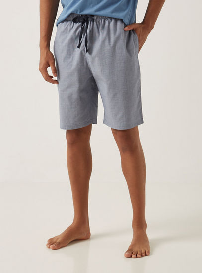 Checked Woven Shorts with Drawstring Closure and Pockets-Shorts & Pyjamas-image-0