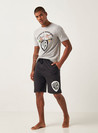 Warner Bros Print Crew Neck T-shirt and Shorts Set