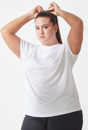 Solid T-shirt with Round Neck and Short Sleeves-mxwomen-clothing-plussizeclothing-activewear-tshirtsandvests-1
