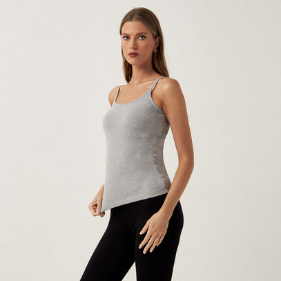 Solid Sleeveless Camisole with Scoop Neck--image-0
